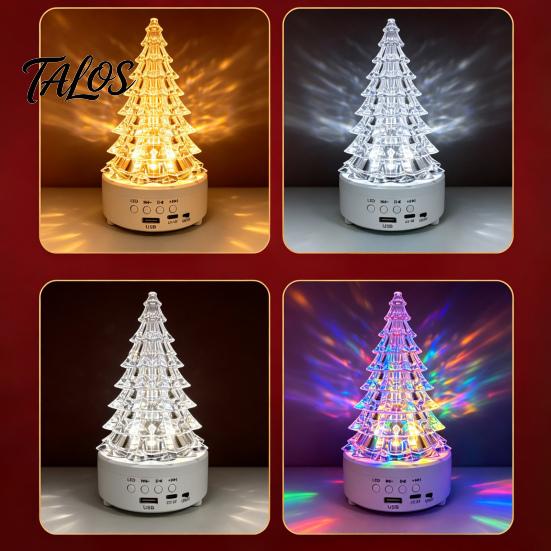 Multifunctional Audio Lamp Crystal-Like Christmas Tree Light, Wireless Music Player LED Table Centerpiece Decorative Night Light for Bedroom