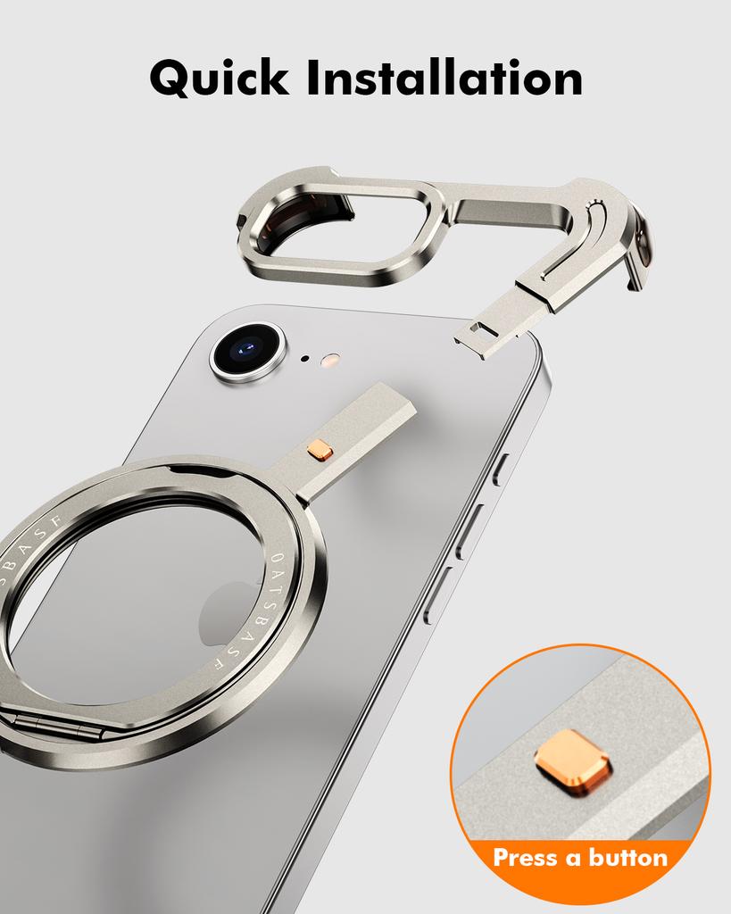 Frameless Case for iPhone 16 E Magsafe Z-Shaped Phone Cover With 360°Rotate Magnetic Kickstand Metal Shockproof Protective