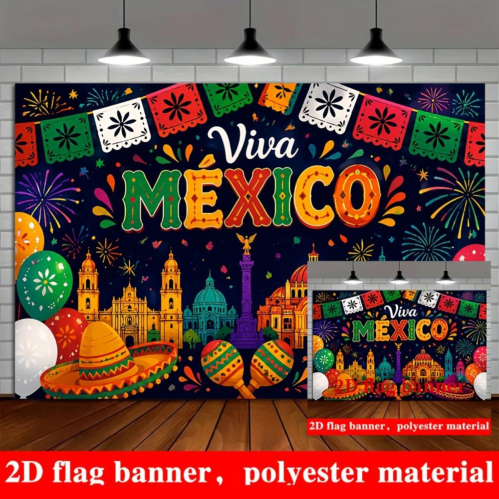 1Pcs Viva Mexico Wide Brim Hat Pinata Fireworks Decoration Background Party Backdrop Decorations For Photo Studio Booth Party