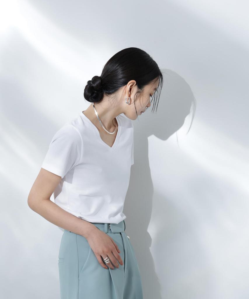 Nano Universe Sweat Size Anti-Soaked (R) Stain-Resistant V-Neck T-Shirt, Women's, Medium, 030, White, 669-5124301