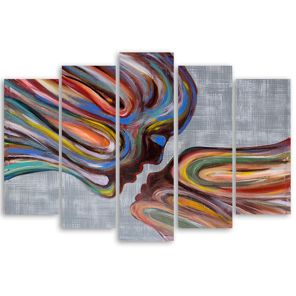 Five Piece Picture Canvas Print Kissing Faces