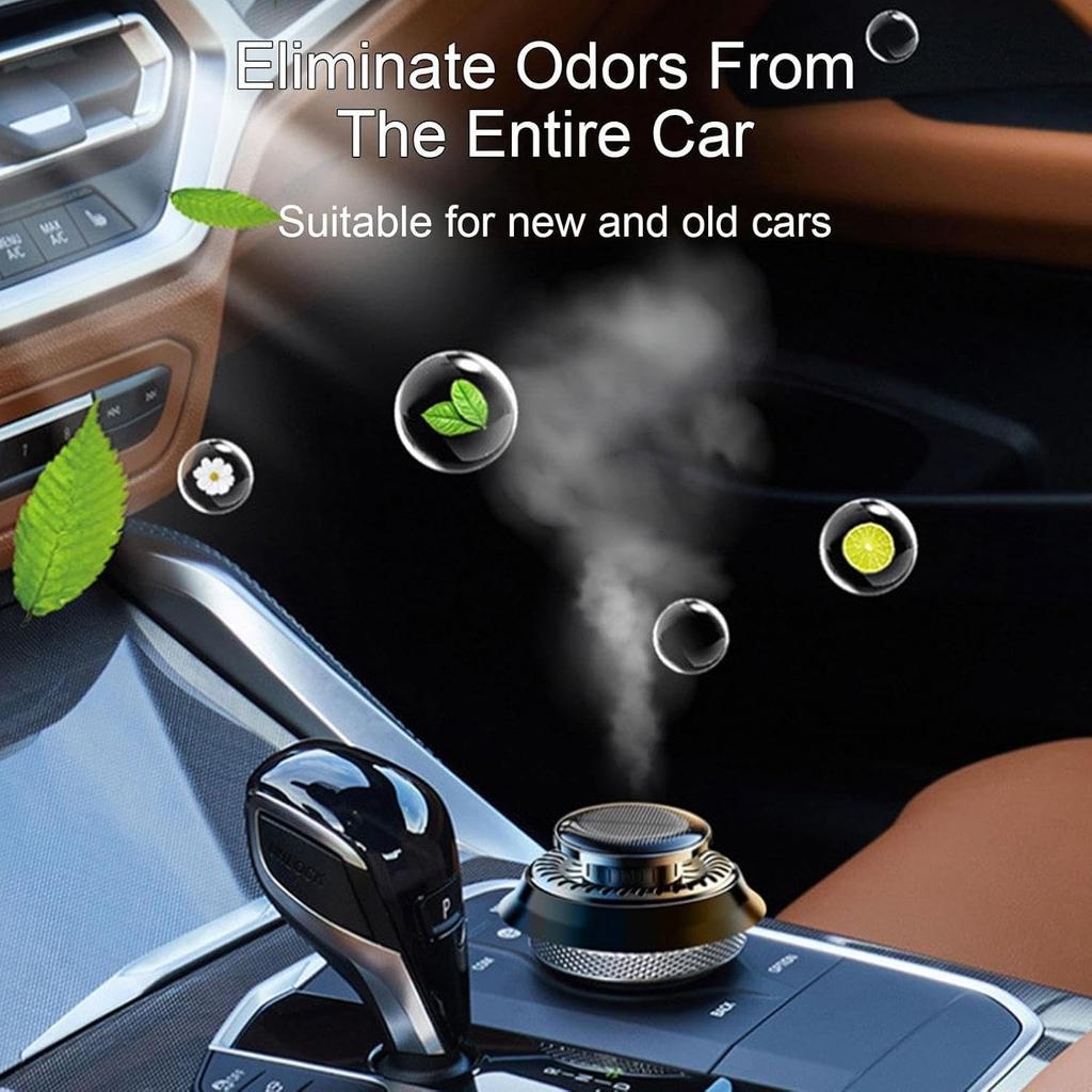 Solar Powered Car Air Freshener - Cyclone Car Diffuser Solar Odor Eliminator Fragrance Ornament White