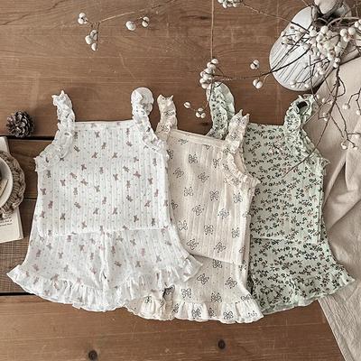 2025 Summer Girls' Camisole Pajama Set - Cute Infant Home Clothes