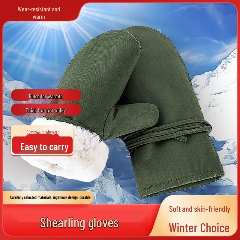 Wool Winter Fur Gloves - Thick, Windproof, Extra Warm Snow Gloves for Labor Protection