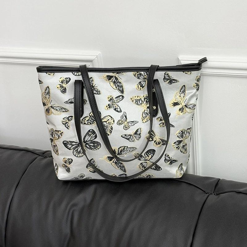 Chinese Butterfly PU Leather Shoulder Bag For Women Large Capacity Underarm Purse Elegant Casual Satchel Handbag KTY