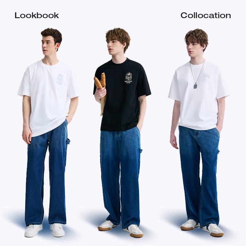 NVG·YOUNG Men's Spring/Summer Cotton-Linen Wide-Leg Denim Pants