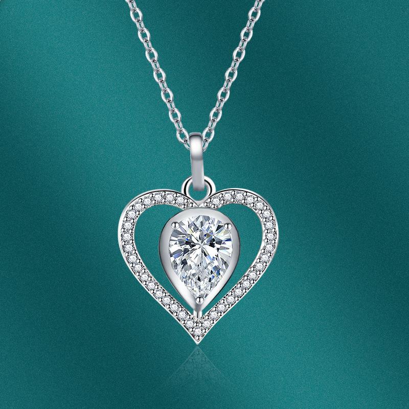 BELLA BOX Collier pendentif coeur plusieurs couleurs, bijoux de fiançailles et de mariage à la mode