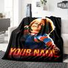 1pc Chucky Blanket with Custom Name, Gift, for Men and Women, Soft Blanket, Good for Sofa Bed Couch Travel, Lightweight Flannel Blanket