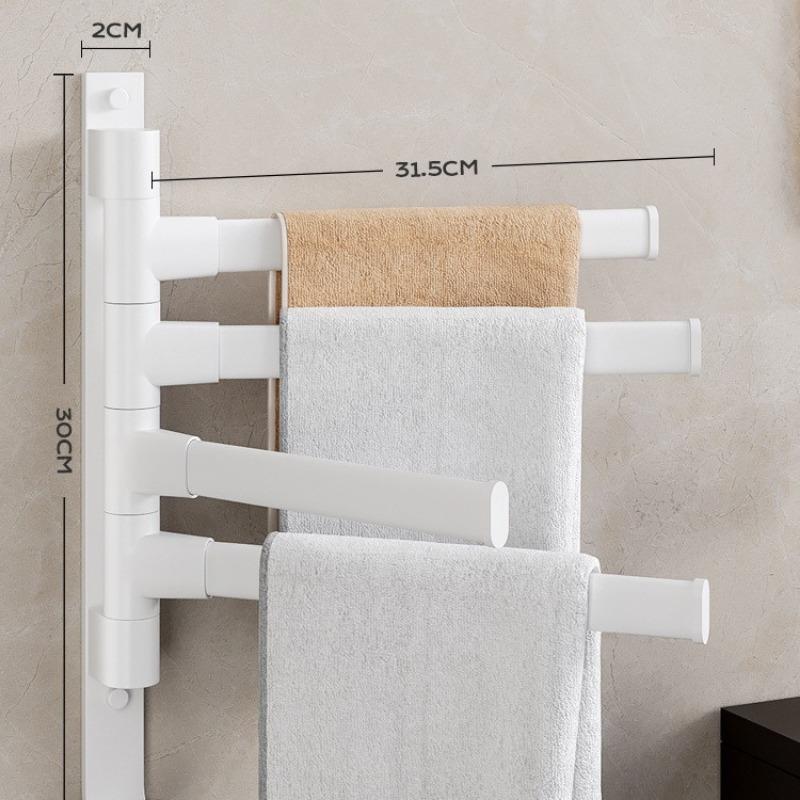 

1PC bathroom rotating towel rack without punching toilet corner towel bar hanging rod bathroom toilet wall hanging type білий