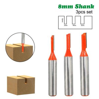 8mm Shank 3 adet Set Düz Ağaç İşleme Kırpma Freze Kesici CNC Router Bit Aracı