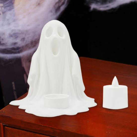 Yousheng Ghost Candle Holder with LED Candle Spooky Ghost Candle Holder Flameless Candle Light for Autumn Nights Halloween Decoration
