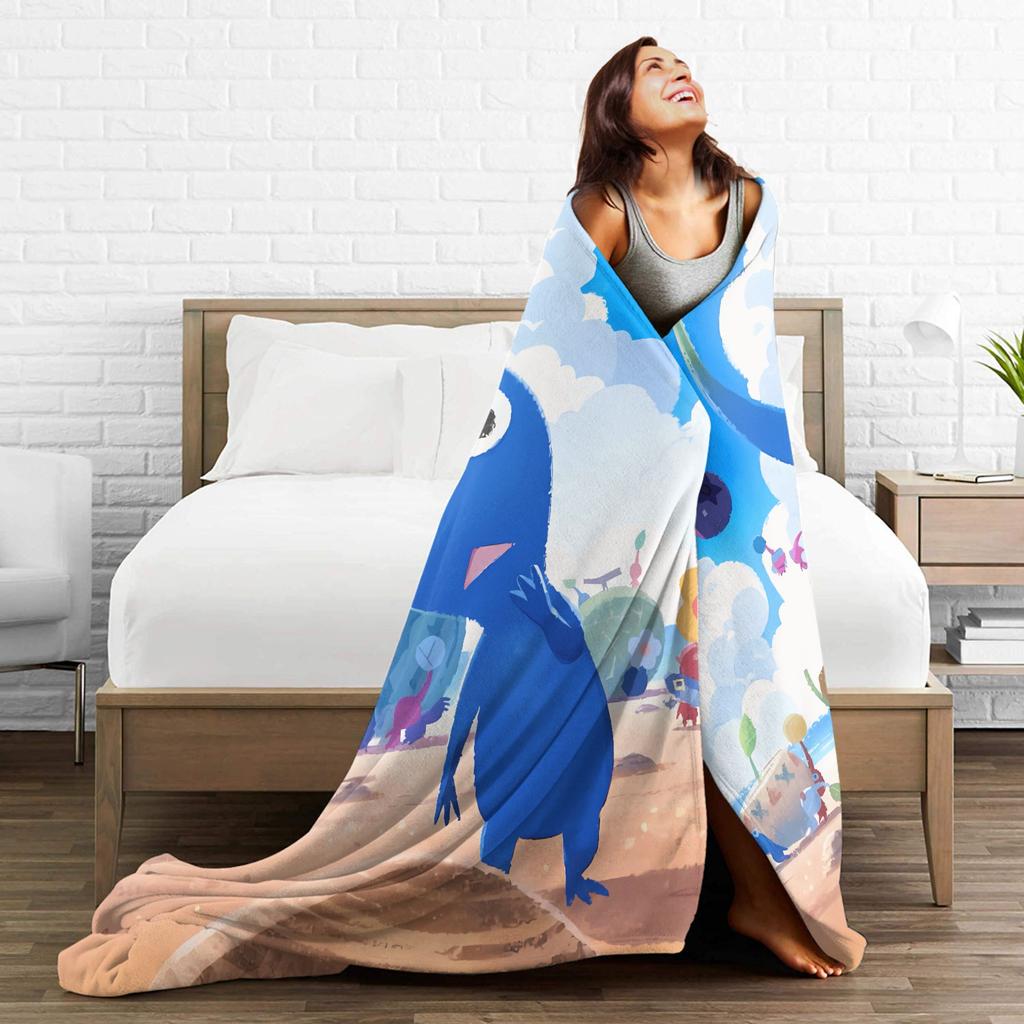 Blue Pikmin Super Warm Blanket  Students Plush Throw Blanket Fluffy Couch Chair Flannel Bedspread Sofa Bed Cover