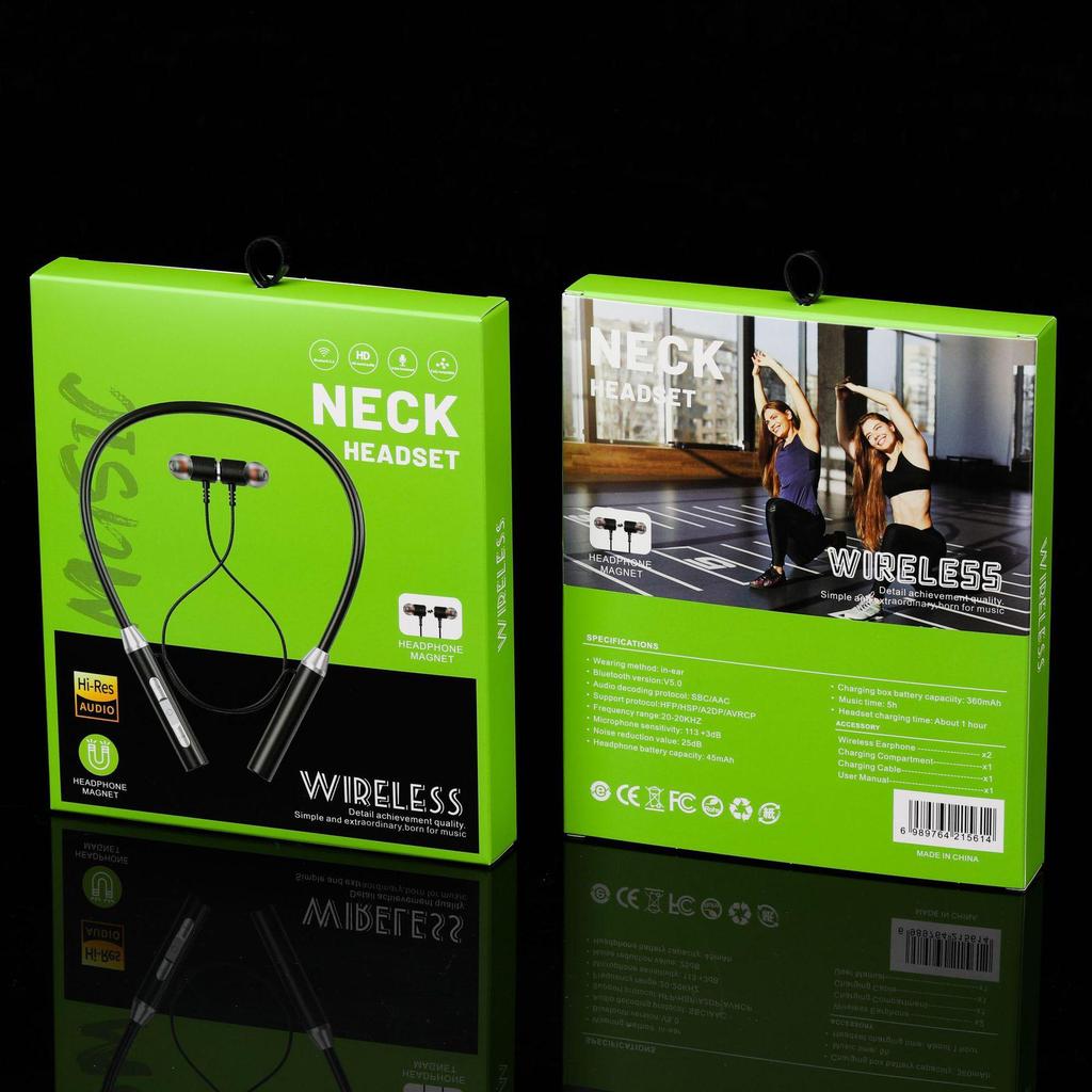 Bluetooth Neckband Earphones: Wireless, Sports-Ready, In-Ear Design with Long Battery Life