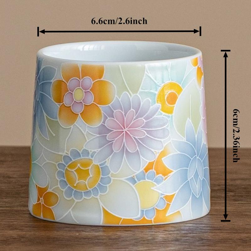Antique Hand-painted Flowers Teacups Ceramic Master Cup Chinese Kung Fu Tea Set Household Tea Ceremony Personal Single Drinkware