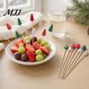 Natural Bamboo Appetizer Picks 100PCS Halloween Toothpicks, Cute Tree Shaped Disposable Skewers, Holiday Table Decorations Decorative Dessert Toppers
