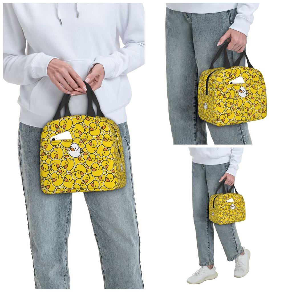 Yellow Duck Pattern Insulated Lunch Bag for Women Office Cooler Thermal Food Box Tote Leakproof Lunch Boxes Container