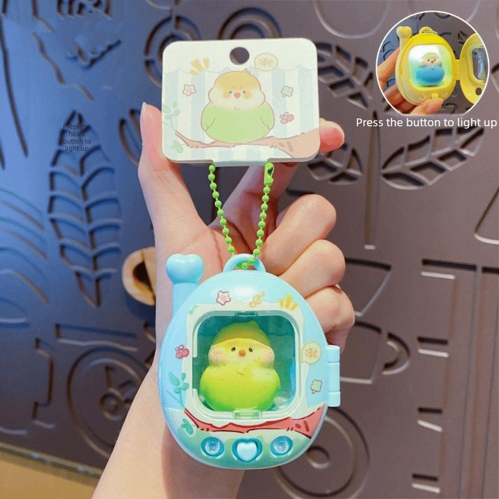 Retro Television Light Up Pendant Press Flash Birds Doll Keyring Parrot Keychain Birthday Gifts