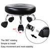 WKWKER Modern Round Stool with Wheels, PU Leather, 360° Rotating, Low Height 21.3cm, Suitable for Home, Garage, or Store (Black)