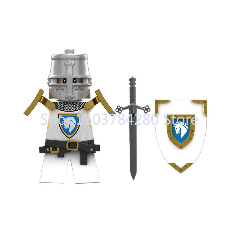 MOC Medieval Military Building Blocks Set Character Dragon Rider King Horse Helmet Shield Soldier Warrior Toy Gift Brick K090