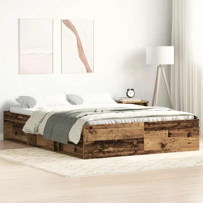 VidaXL Cadre de lit sans matelas vieux bois 120x190 cm bois ingénierie 3328876