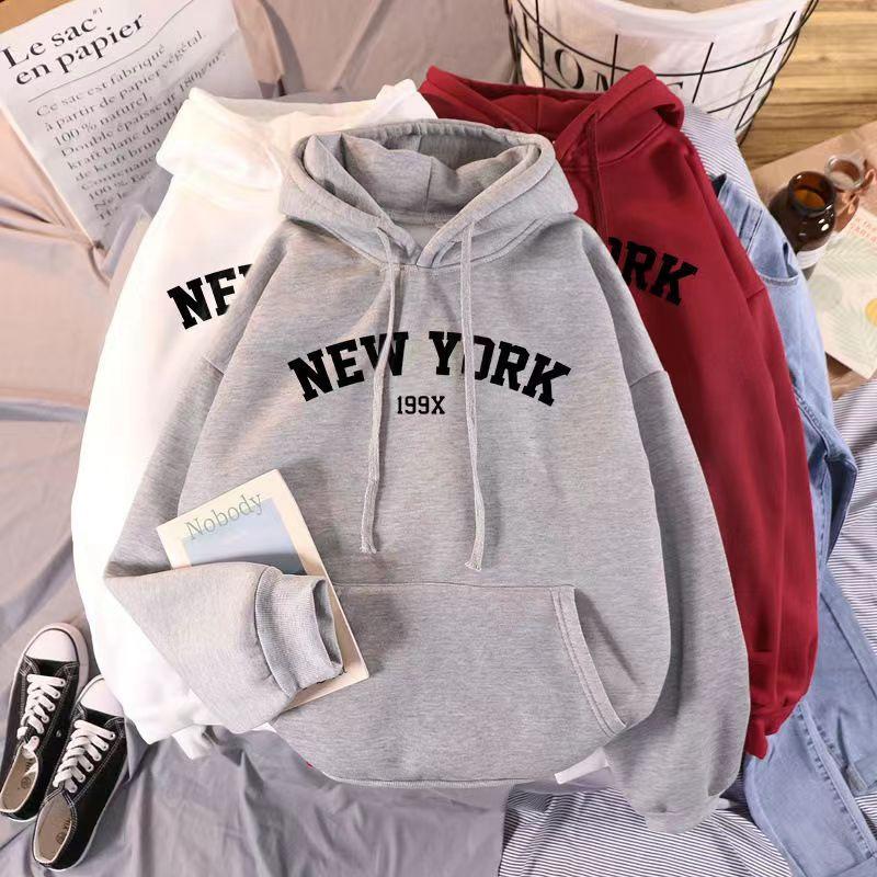Women Letter Printed Hooded Hoodie Women's Long Sleeve Casual Pullover Couple Hoodie for Autumn