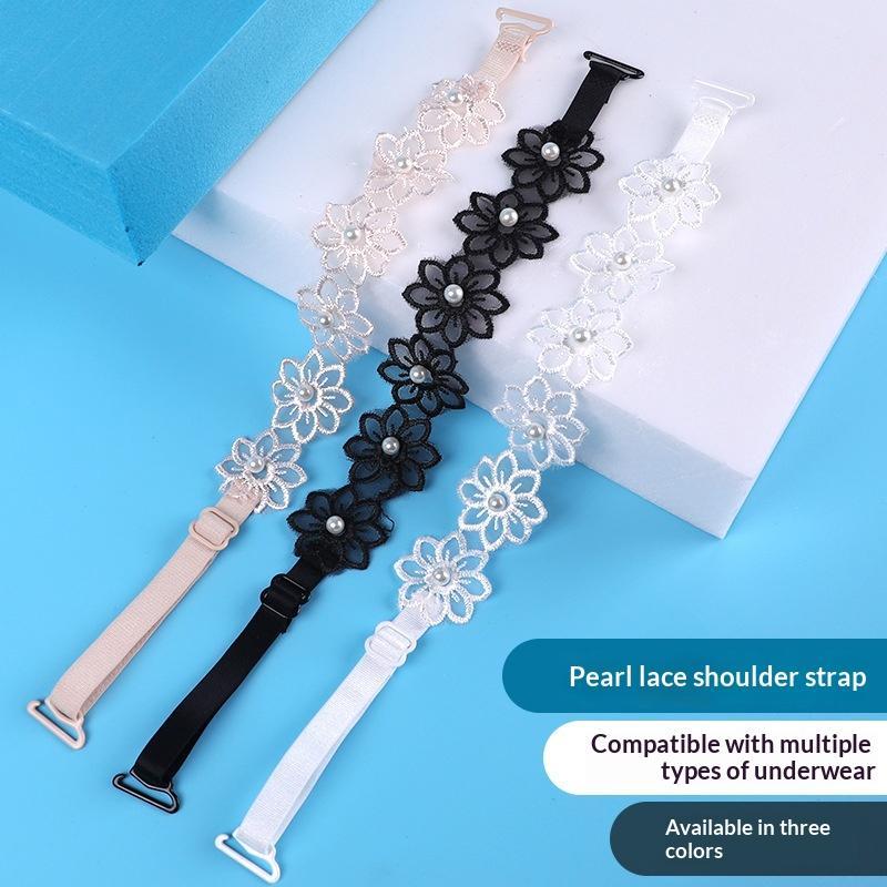 Lace Pearl Bra Straps With Adjustable Length Soft Texture Perfect For Off Shoulder Dresses Daily Casual Wear