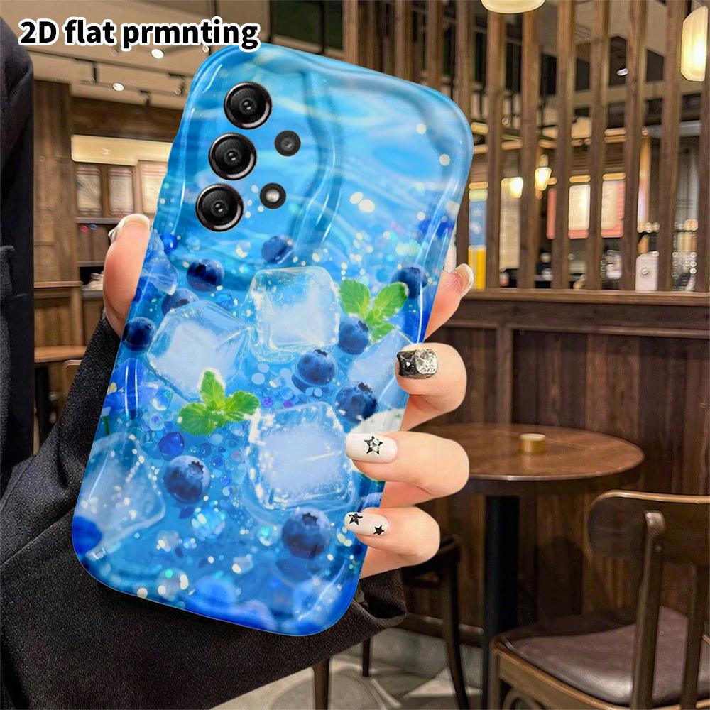 Phone Case: 2D Flat Samsung Galaxy A34 A35 S20 S22 S21 FE Plus Ultra Protective Case, Mint Blue Flower Field, Christmas and Halloween Gift