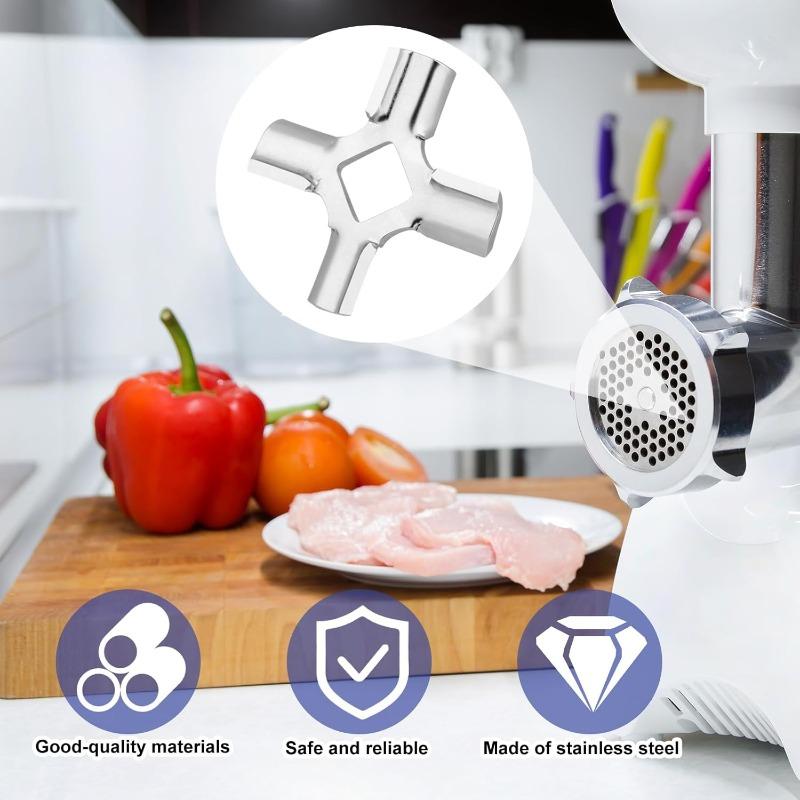 Double-Sided Grinding Cross Blade with Square Hole, Meat Grinder Replacement Blade, Stainless Steel Cutter for Electric Meat