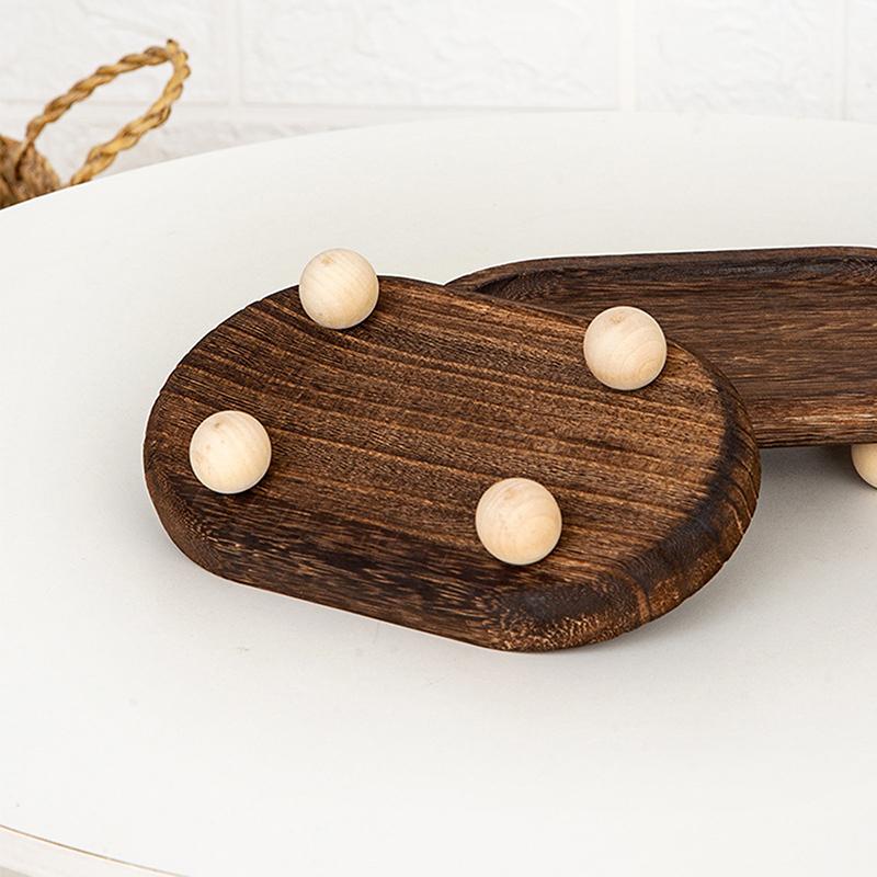Decorative Wooden Tray Wooden Riser Tray Multi-Functional Round Oval Decorative Tray Pedestal Stand Bathroom Jewelry Counter