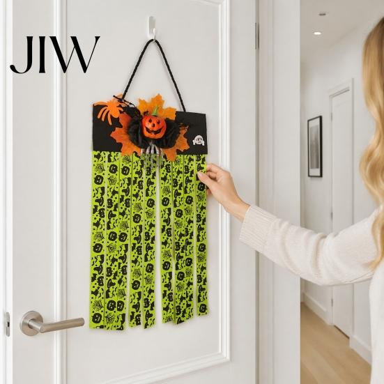 Non-woven Fabric Holiday Wall Decoration Halloween Rag Flag Banner, Pumpkin Maple Leaf Flower Ribbon Hanging Lightweight Hemp Rope Door Sign