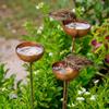 Vintage Weathered Metal Bird Bath 3-Tier Bowl Insect Watering Station Rain Collectors  Yard Art