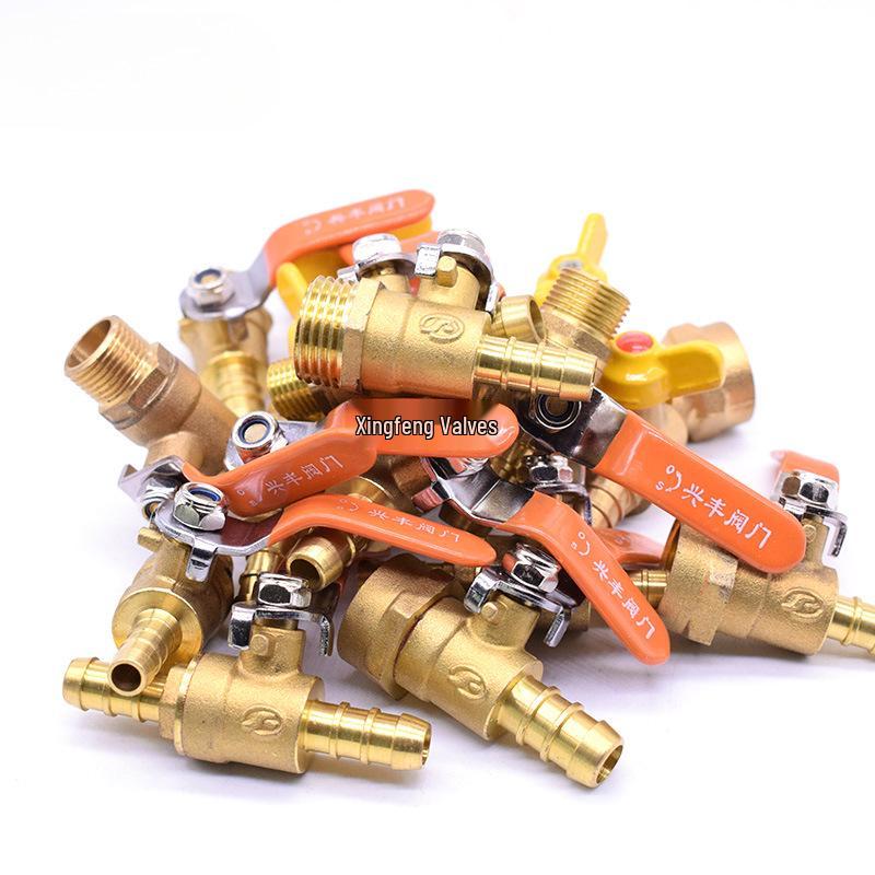 Copper/Gas Ball Valve with Hose Barb: 1/2", 3/8", 1/4" Plug, 8/10/12mm Drain Valve/Gas Nozzle.