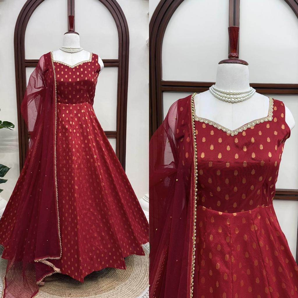 Beautiful Red Anarkali Suit Indian Wedding Party Wear Bollywood Salwar Kameez