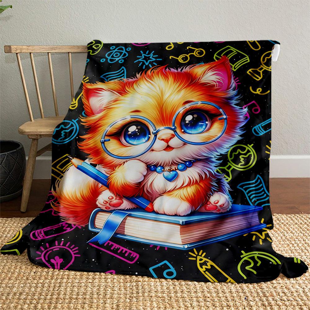 Kitty Study Outdoor Flannel Blankets, Outdoor travel, Home Blankets, Fan Gifts,Suitable for All Seasons, Christmas Gifts. R1127018