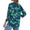 Moda Casual da Donna Scollo a V Ampia Versatile Stampa Floreale Maniche a Tre Quarti