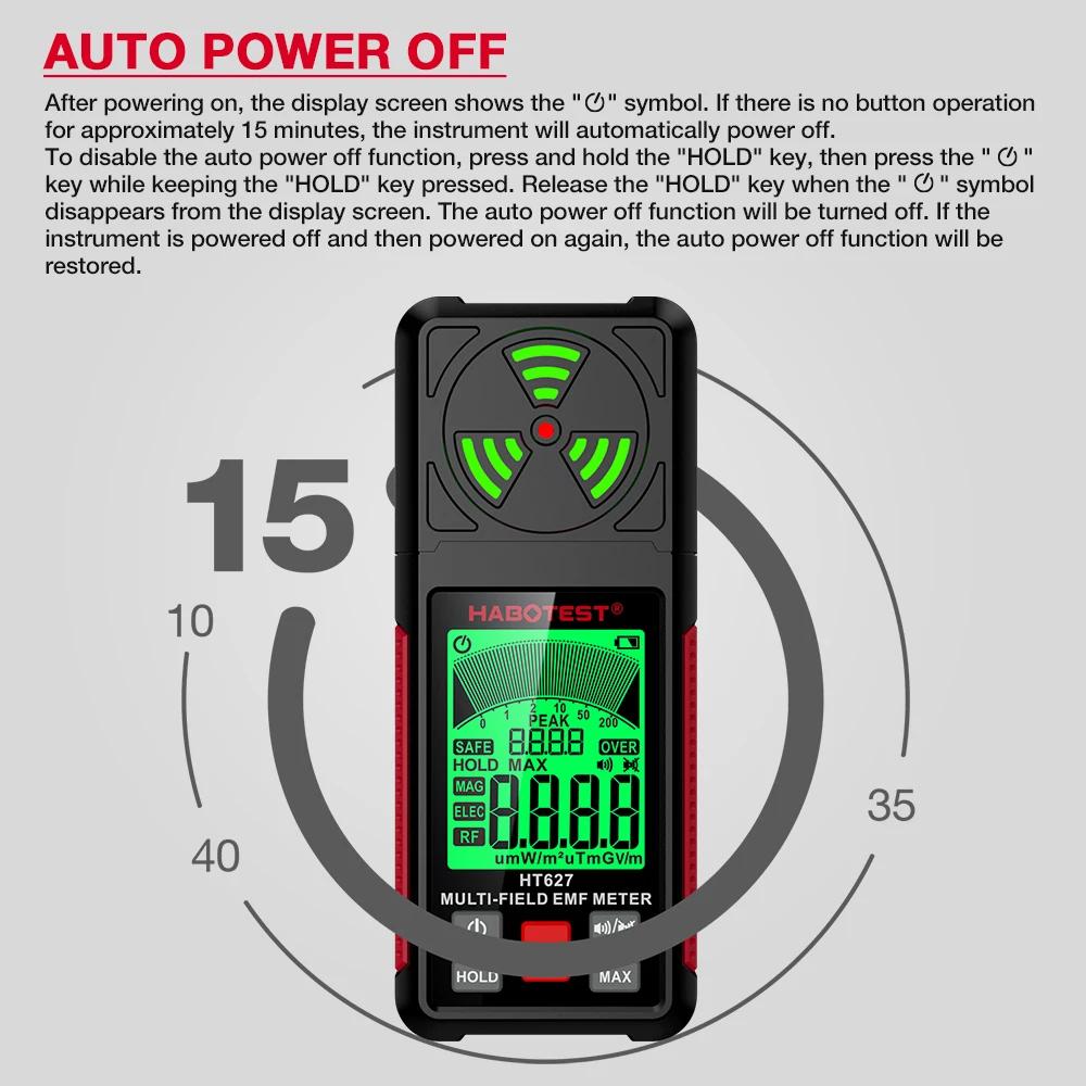 EMF Meter Electromagnetic Radiation Detector Ghost Hunter Professional Magnetic Electric RF Tester Ghost Hunting Electric Field Radiation Alarm HT627