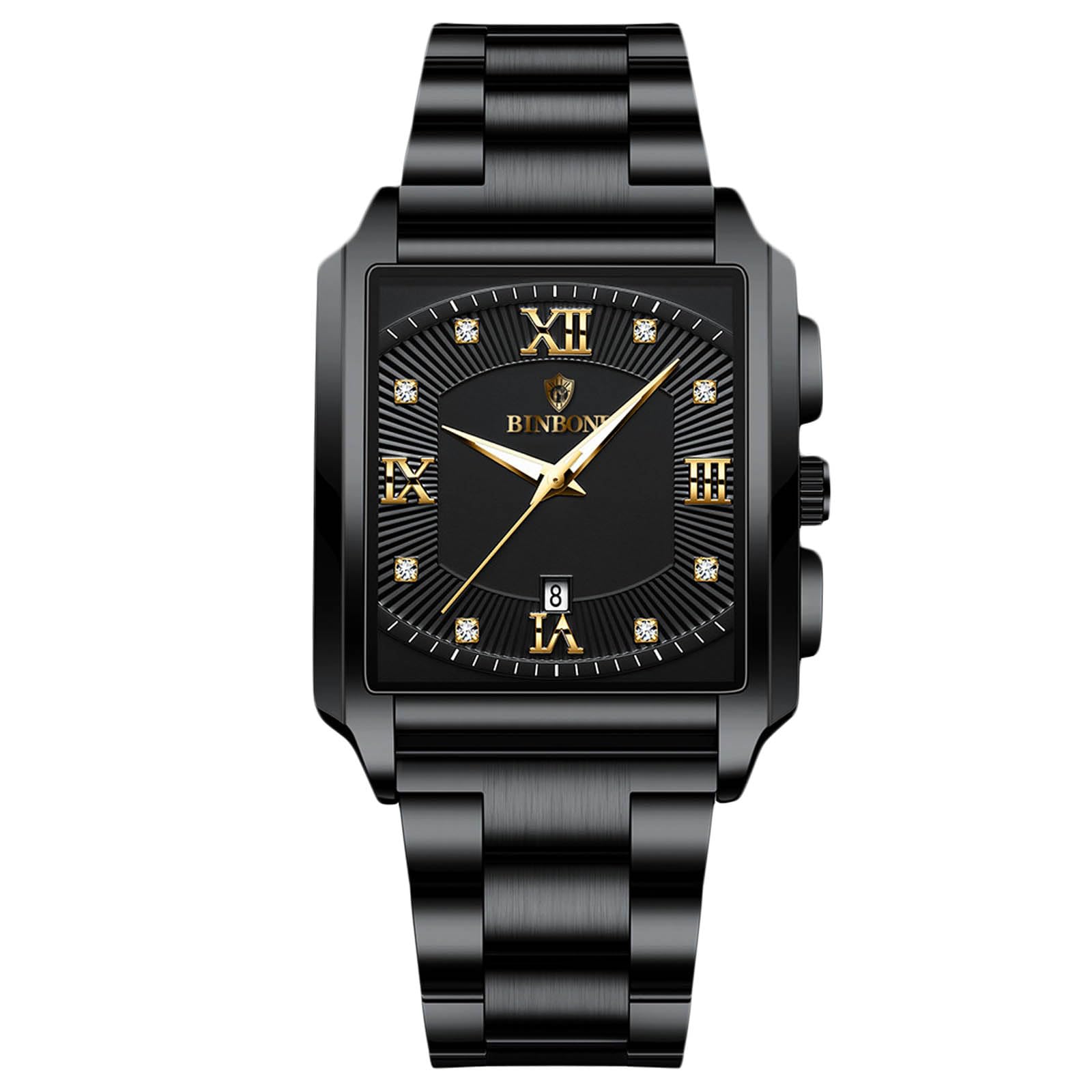 

RORIOS Men s Quartz Watch, Luminous, Date Display, Waterproof, Lightweight, Business Casual, Black.