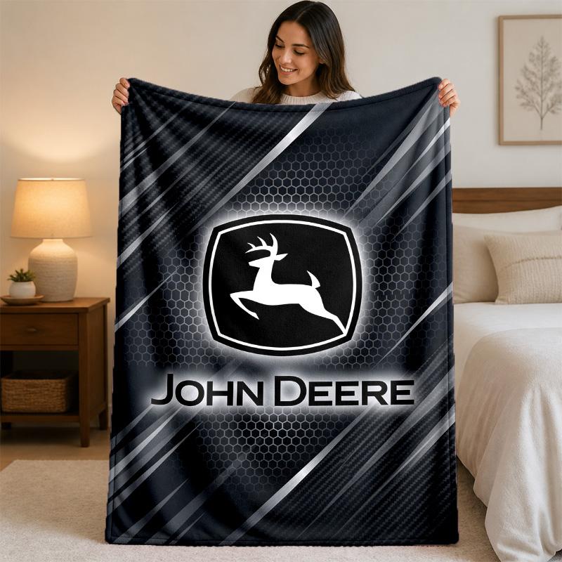 John Deere Print Flannel Blanket Cozy Lightweight Plush Throw Blanket For Bed Sofa Household Use