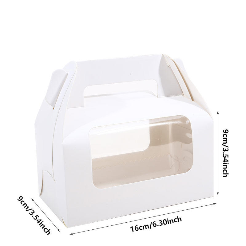 10pcs Cake Packing Boxes With Window Portable Cake Box Swiss Roll Mousse Dessert Gift Box Wedding Favors Xmas Party Decoration