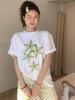 Women's Chic Starfruit Print White Pure Cotton Short Sleeve T-Shirt - 2026 Summer Collection