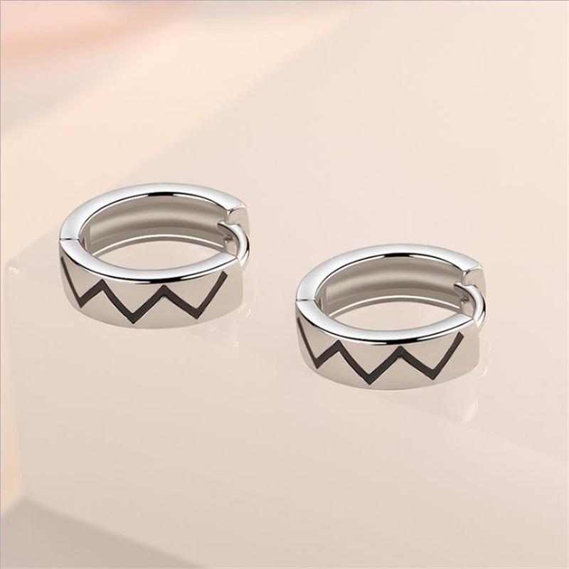 Osobowość farba fala czarne kolczyki Lady akcesoria imprezowe moda srebro 925 kobiety kolczyki w kształcie kółek biżuteria na prezent najnowsze Bijou