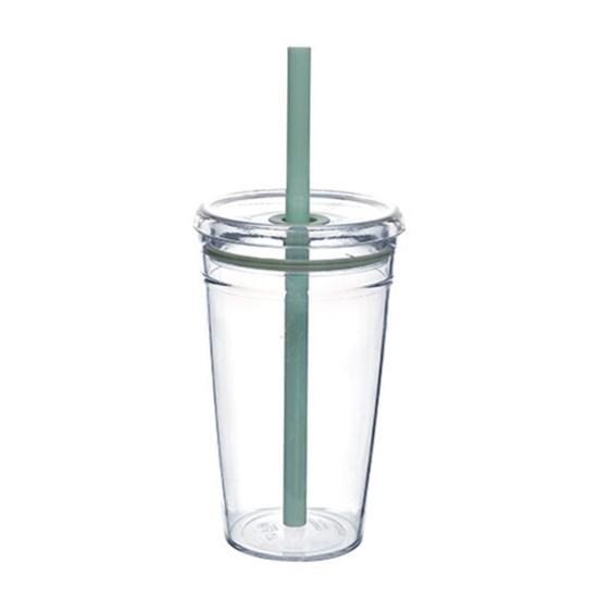 Transparent Tritan Straw Tumbler 16oz Colorful Coffee Cup with Lid Cute Leak-Proof Sippy Cup for Iced Coffee Tea Juice Milk