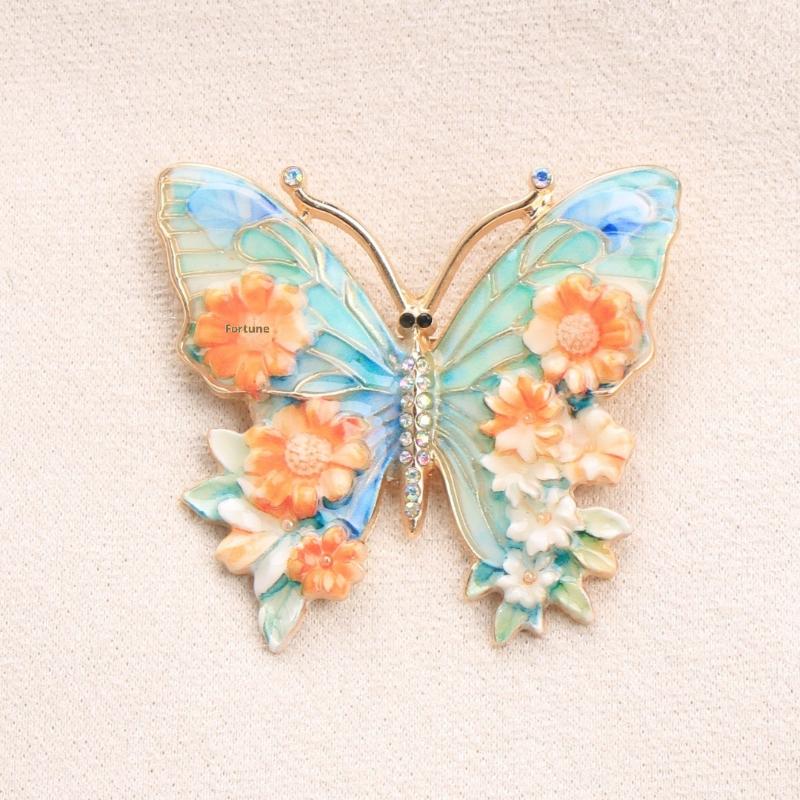 1Pcs Colorful Beautiful Insects Brooch Vintage Big Flower Butterfly Brooches For Women'S Clothes Pins Gifts