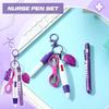 Set Penna a Sfera Retrattile Multifunzione 6 in 1 Torcia Forbici Pieghevoli Portachiavi Penne per Infermieri Pennarello Indelebile