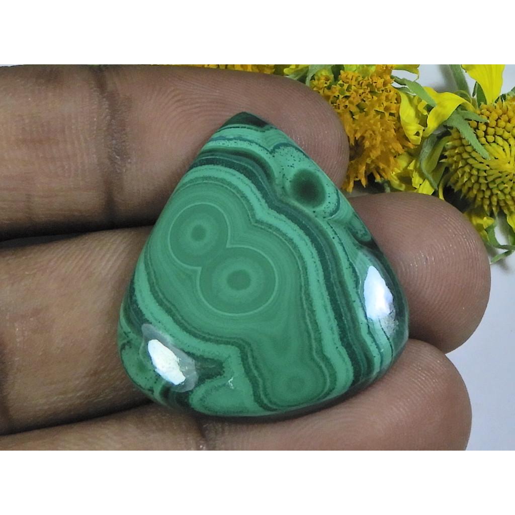 AA++ Malahit Verde Natural Par Cabochon Piatră Prețioasă Liberă 27X31X04MM 42Cts. D-13