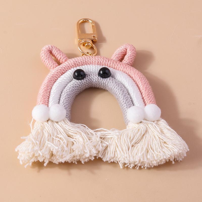 Chaveiro Arco-Íris Fofo Feito à Mão Bola Macia e Fofa Pingentes para Chaveiro para Mulheres Meninas Decoração de Bolsa de Mão Joias Artesanais DIY Presente