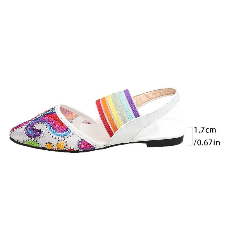 2025 Embroidery Women Loafers Plus Size 43 Women Shoes Mesh Lace Flats Slip on Slingbacks Sandals Female Casual Footwear