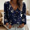 Yousheng Women Tops Retro Floral Print Puff Long Sleeve Shirt V-neck Loose Fit Casual Blouse Breathable Daily Wear