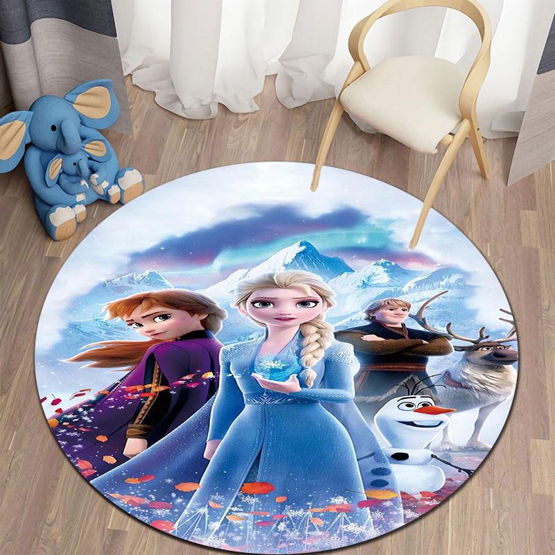 

This Round Rug Features An Elsa Print and Is Suitable for Decorating Living Rooms Bedroom Tables Chairs Sofas and Other Spaces 80cm