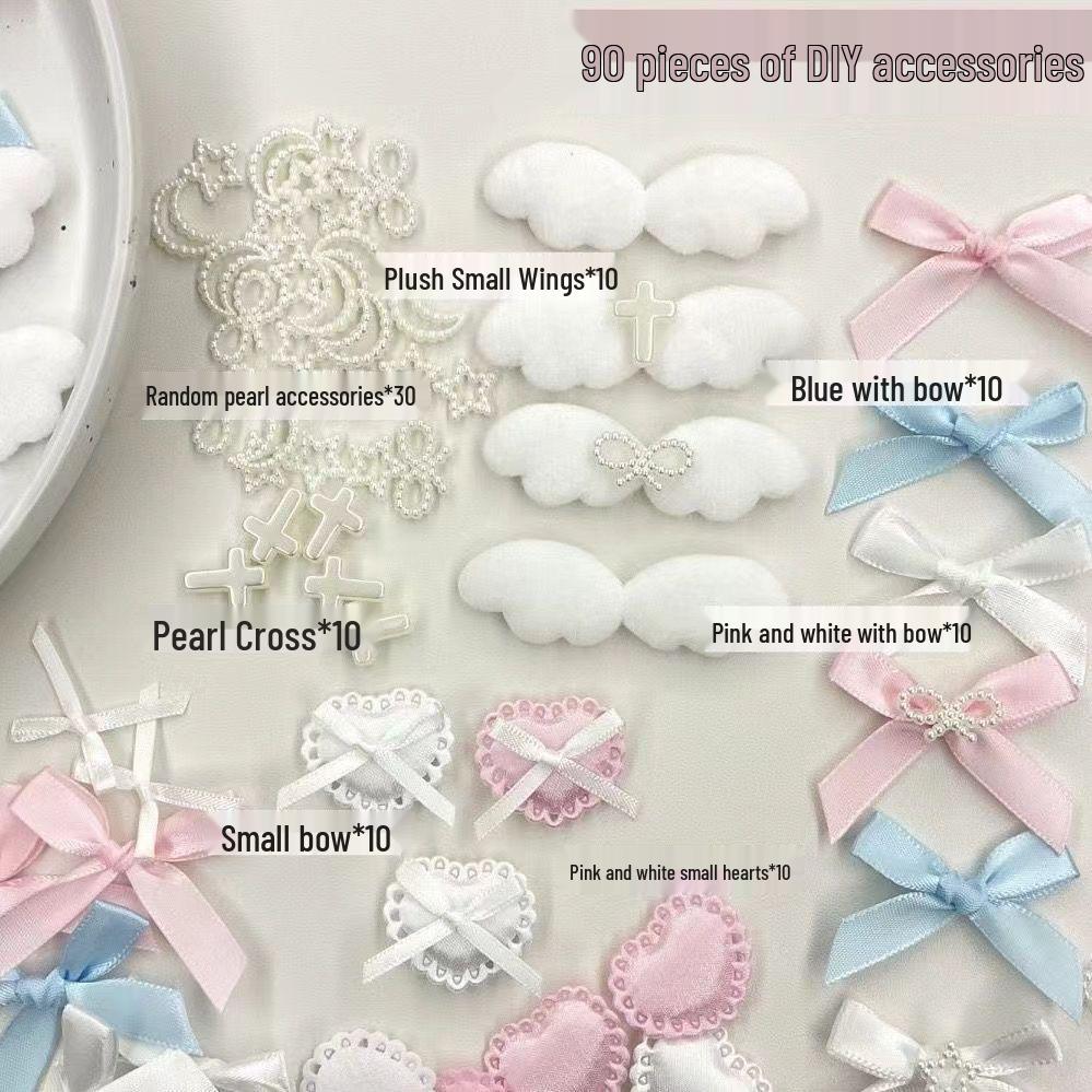Complete Card Holder Decoration Set: Wings, Hearts, Stars, Bows, Crosses - Mixed Material Pack